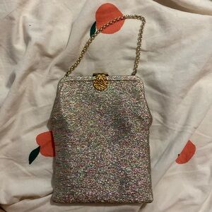 Vintage 50s 60s Metallic purse with strap RFC made in England